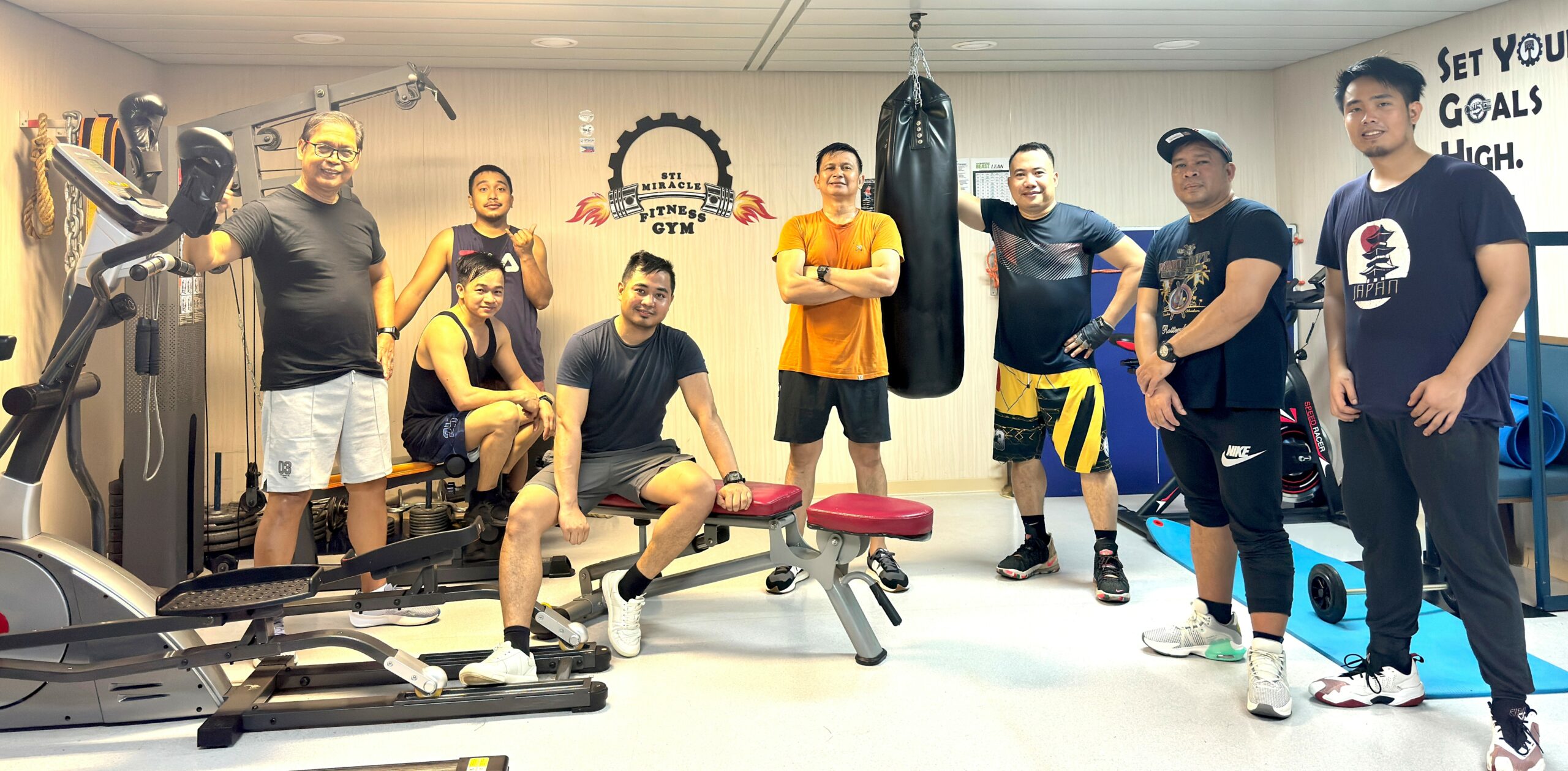 Group of seafarers in the vessel gym