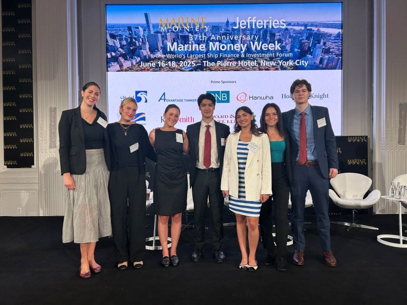 THe 2025 Scorpio Tankers student interns at the Marine Money conference.