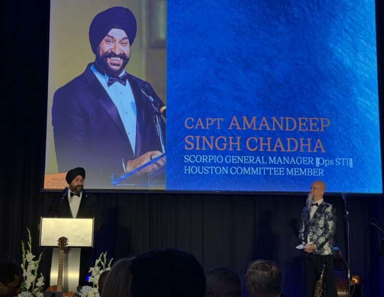 Capt. Amandeep Chadha giving his speech at the soiree of mercy ships 